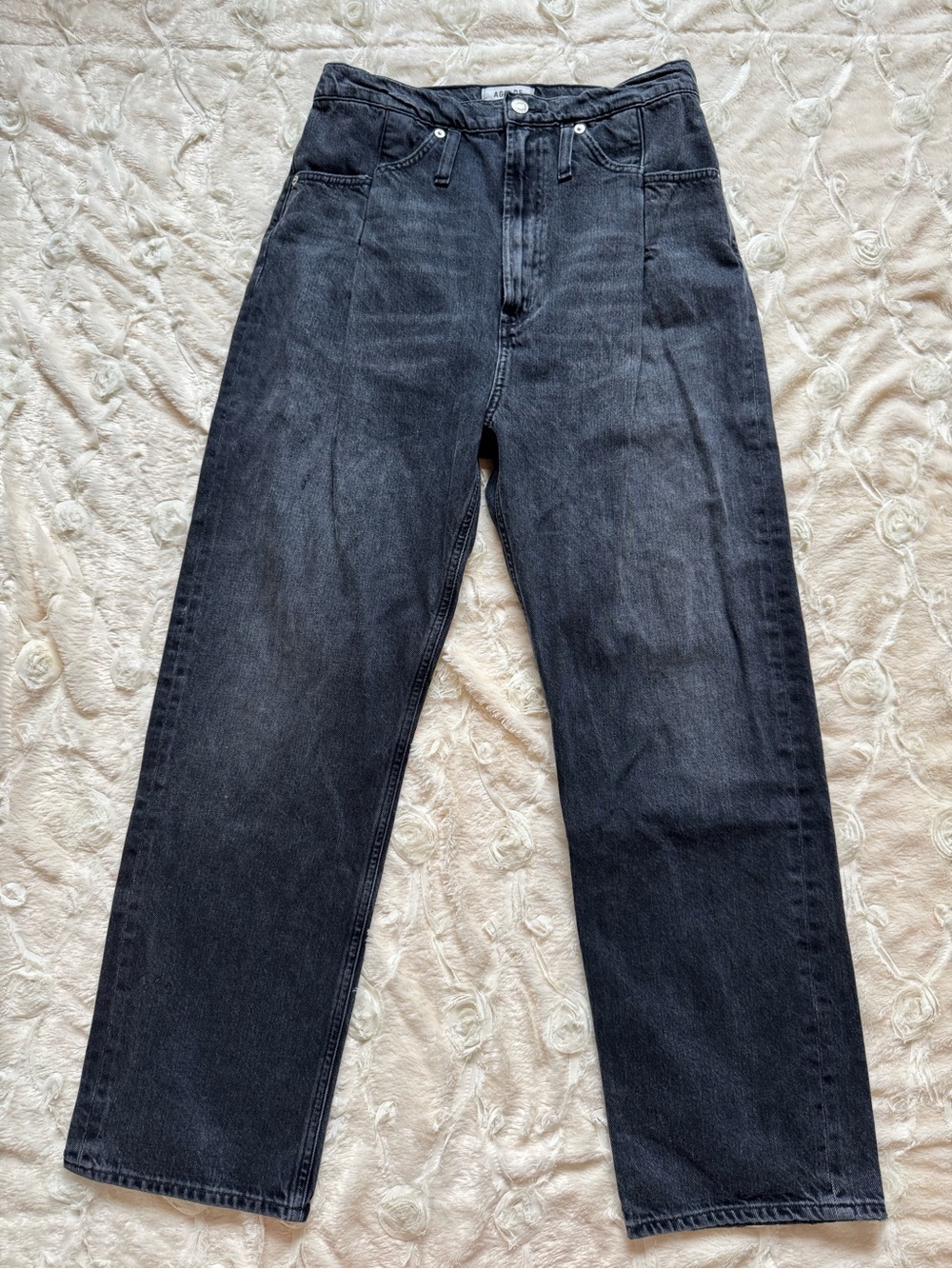 Agolde Women's Black Straight Reworked Jeans